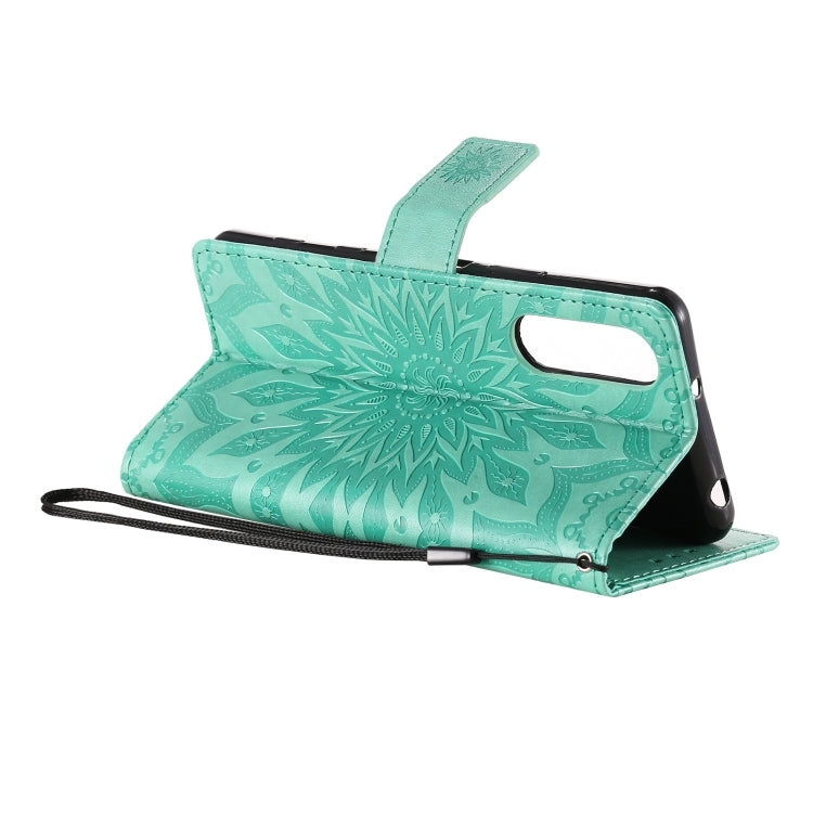 For Sony Xperia5 II Sun Embossing Pattern Horizontal Flip Leather Case with Card Slot & Holder & Wallet & Lanyard