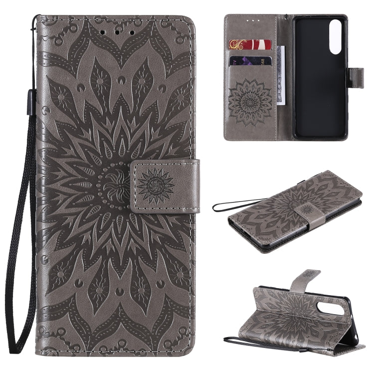 For Sony Xperia5 II Sun Embossing Pattern Horizontal Flip Leather Case with Card Slot & Holder & Wallet & Lanyard