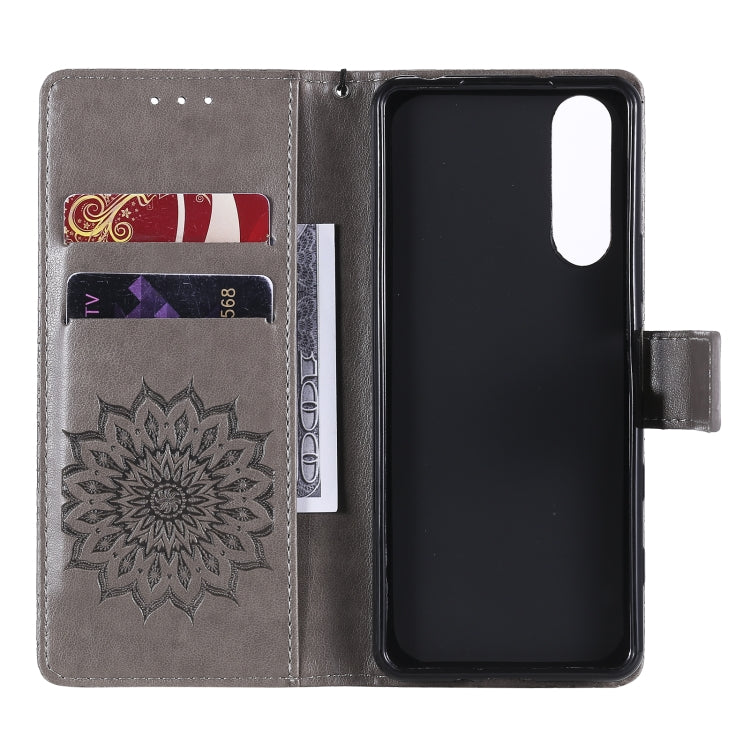For Sony Xperia5 II Sun Embossing Pattern Horizontal Flip Leather Case with Card Slot & Holder & Wallet & Lanyard