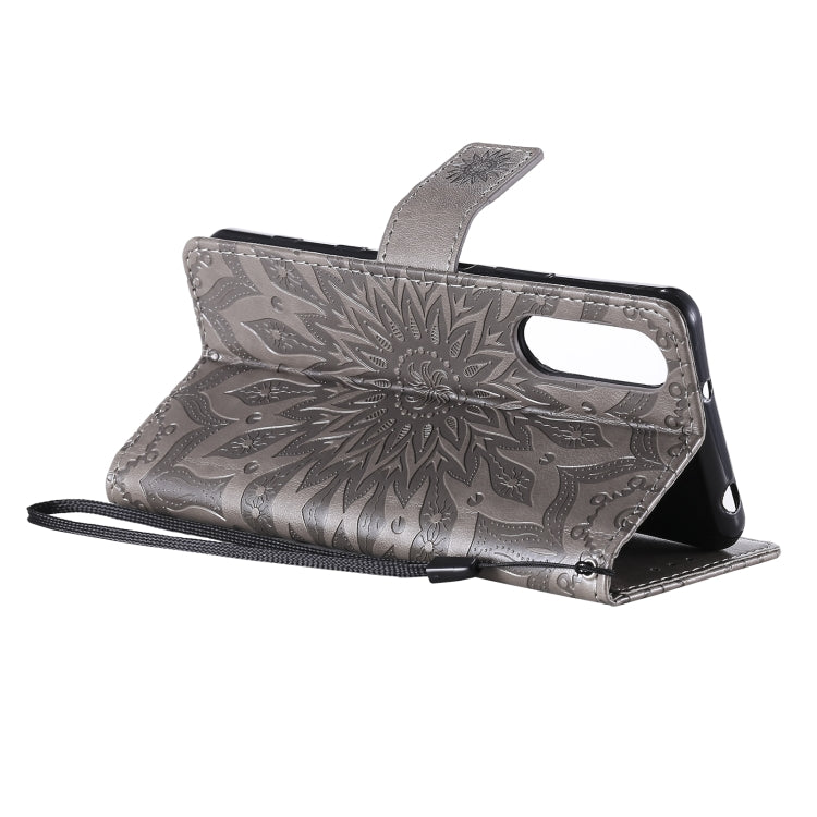 For Sony Xperia5 II Sun Embossing Pattern Horizontal Flip Leather Case with Card Slot & Holder & Wallet & Lanyard