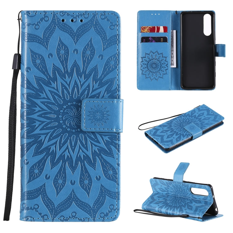 For Sony Xperia5 II Sun Embossing Pattern Horizontal Flip Leather Case with Card Slot & Holder & Wallet & Lanyard