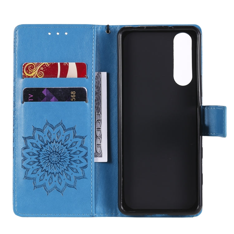 For Sony Xperia5 II Sun Embossing Pattern Horizontal Flip Leather Case with Card Slot & Holder & Wallet & Lanyard