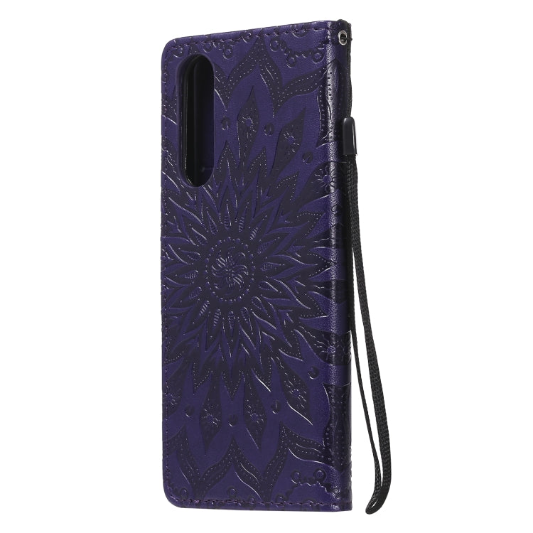 For Sony Xperia5 II Sun Embossing Pattern Horizontal Flip Leather Case with Card Slot & Holder & Wallet & Lanyard