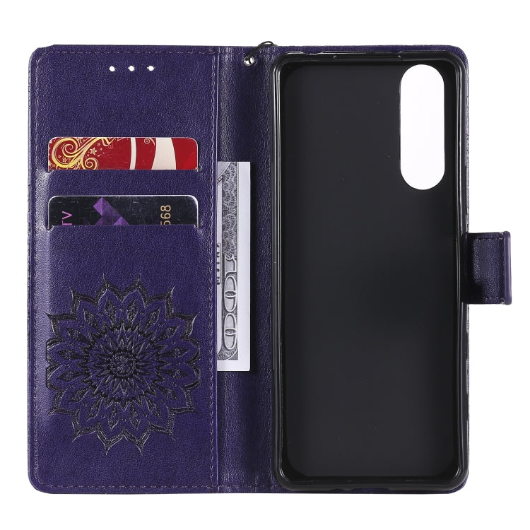 For Sony Xperia5 II Sun Embossing Pattern Horizontal Flip Leather Case with Card Slot & Holder & Wallet & Lanyard