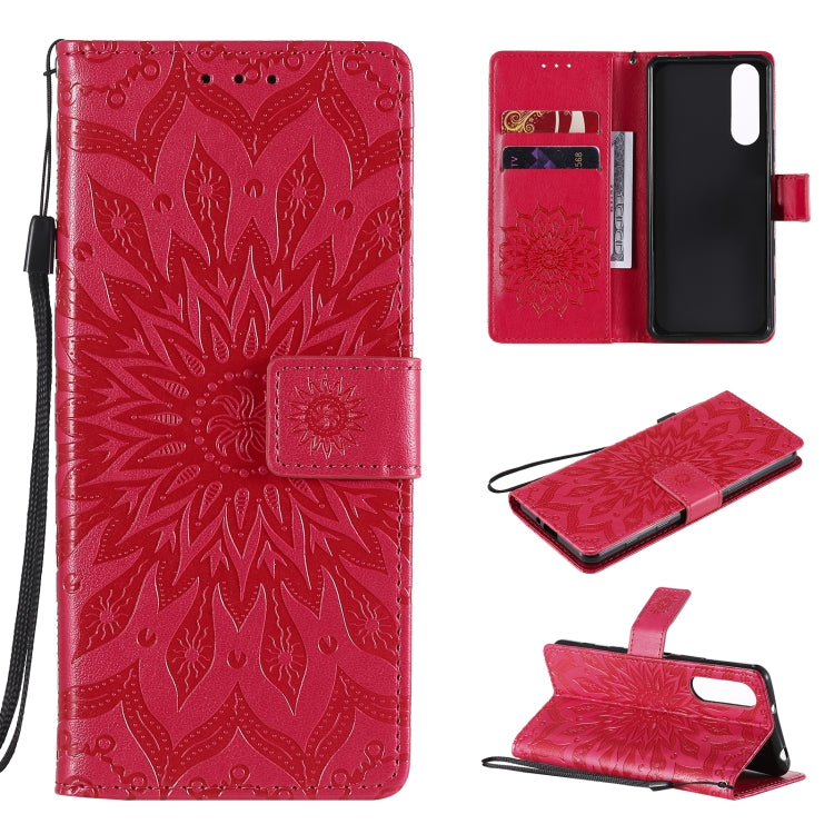 For Sony Xperia5 II Sun Embossing Pattern Horizontal Flip Leather Case with Card Slot & Holder & Wallet & Lanyard
