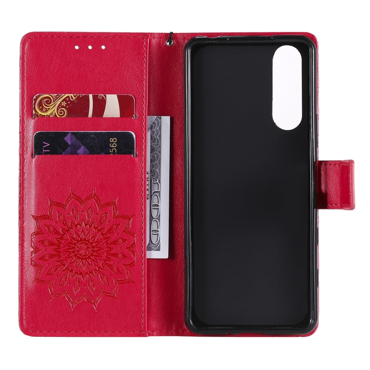 For Sony Xperia5 II Sun Embossing Pattern Horizontal Flip Leather Case with Card Slot & Holder & Wallet & Lanyard