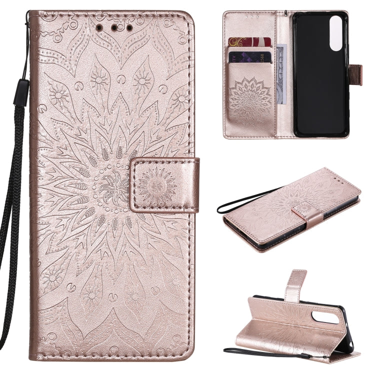 For Sony Xperia5 II Sun Embossing Pattern Horizontal Flip Leather Case with Card Slot & Holder & Wallet & Lanyard