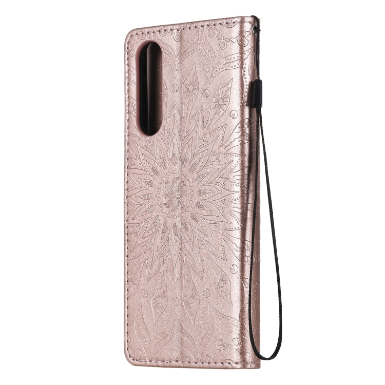 For Sony Xperia5 II Sun Embossing Pattern Horizontal Flip Leather Case with Card Slot & Holder & Wallet & Lanyard