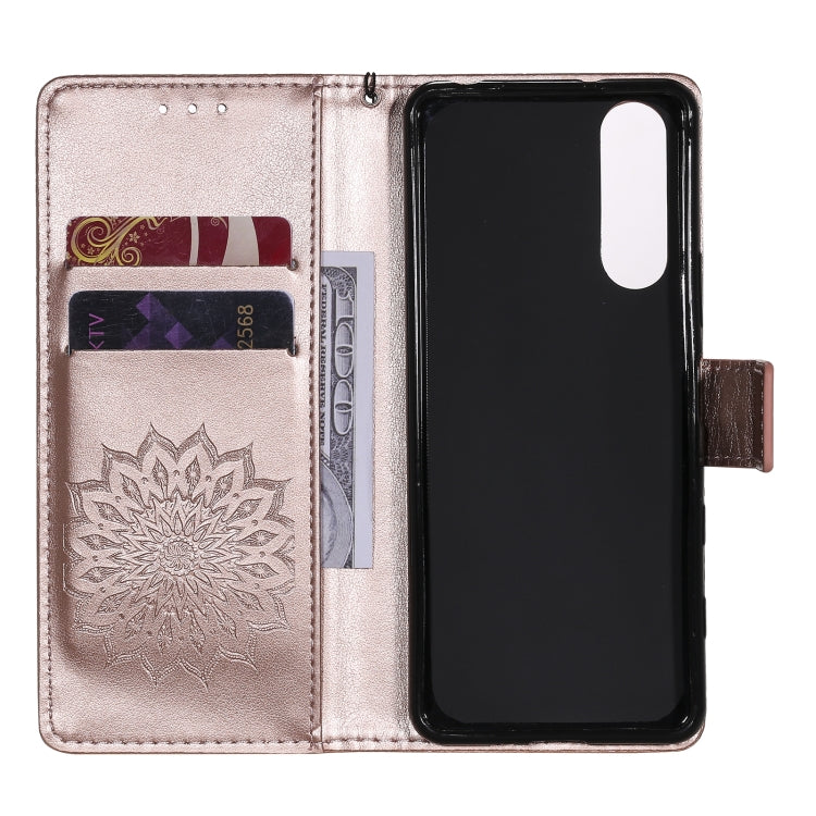 For Sony Xperia5 II Sun Embossing Pattern Horizontal Flip Leather Case with Card Slot & Holder & Wallet & Lanyard