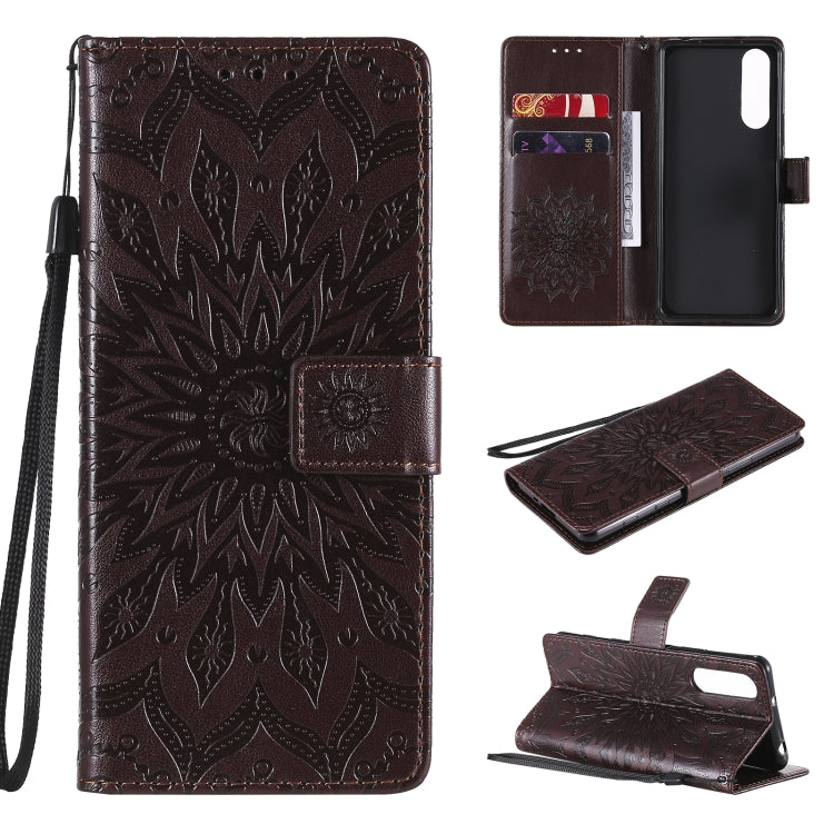 For Sony Xperia5 II Sun Embossing Pattern Horizontal Flip Leather Case with Card Slot & Holder & Wallet & Lanyard