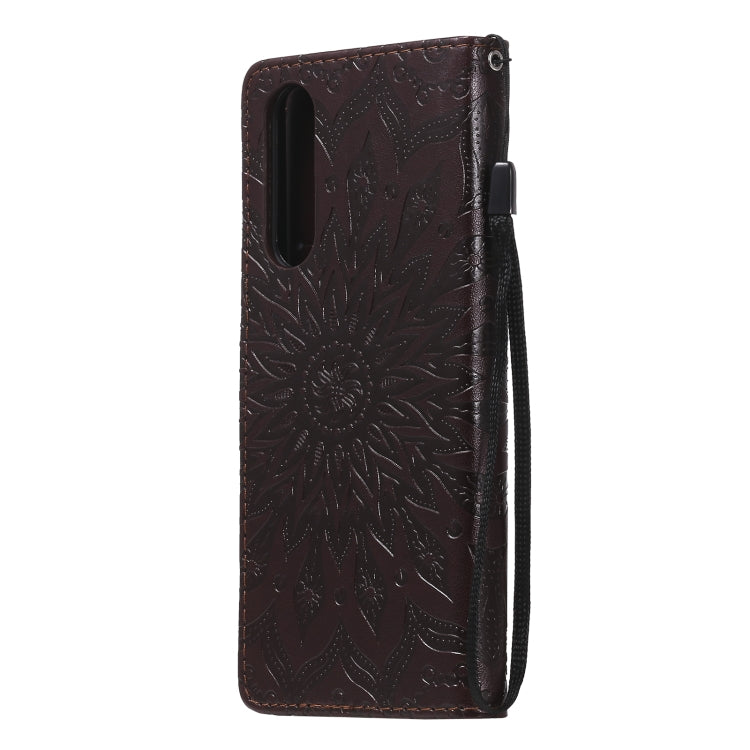 For Sony Xperia5 II Sun Embossing Pattern Horizontal Flip Leather Case with Card Slot & Holder & Wallet & Lanyard