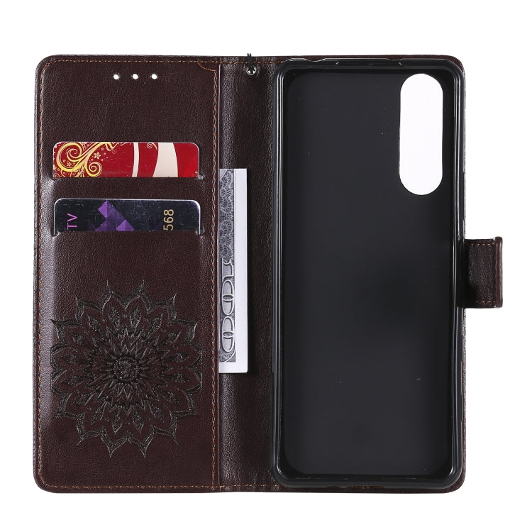 For Sony Xperia5 II Sun Embossing Pattern Horizontal Flip Leather Case with Card Slot & Holder & Wallet & Lanyard