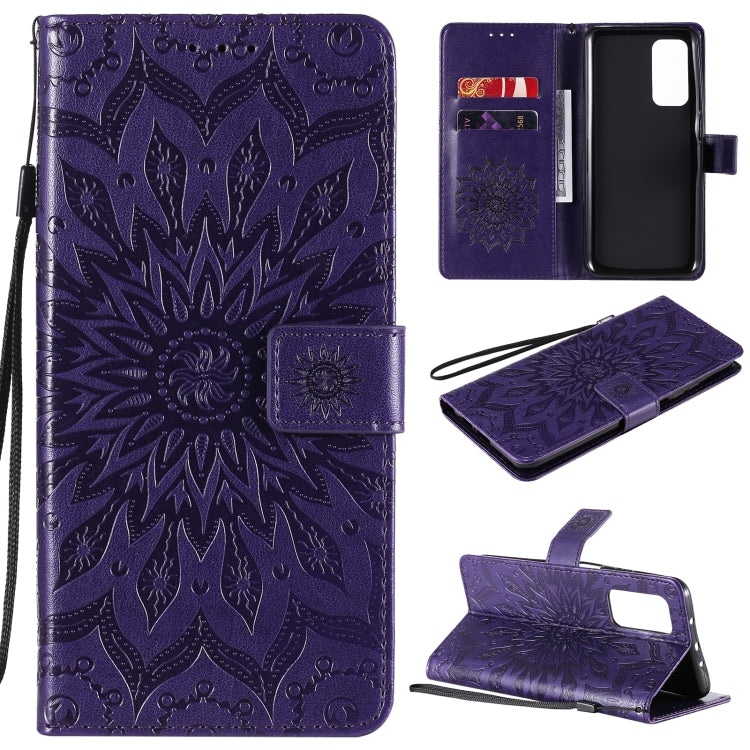 For Xiaomi Mi 10T / 10T Pro Sun Embossing Pattern Horizontal Flip Leather Case with Card Slot & Holder & Wallet & Lanyard