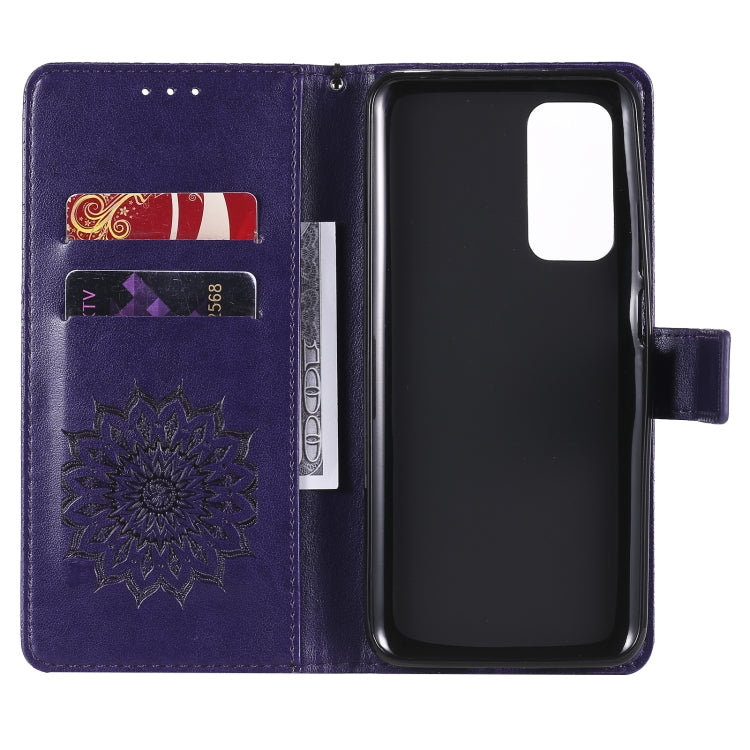 For Xiaomi Mi 10T / 10T Pro Sun Embossing Pattern Horizontal Flip Leather Case with Card Slot & Holder & Wallet & Lanyard