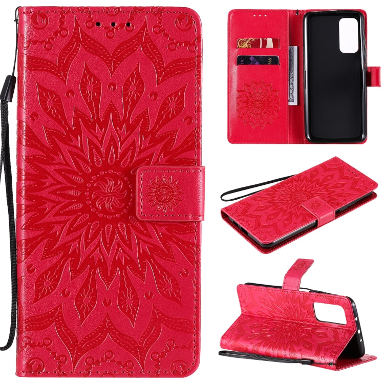 For Xiaomi Mi 10T / 10T Pro Sun Embossing Pattern Horizontal Flip Leather Case with Card Slot & Holder & Wallet & Lanyard