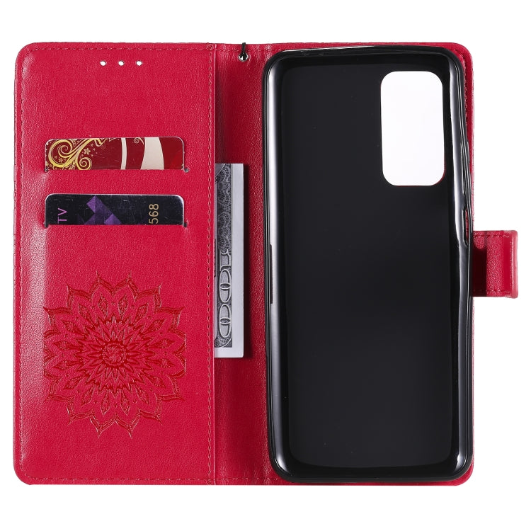 For Xiaomi Mi 10T / 10T Pro Sun Embossing Pattern Horizontal Flip Leather Case with Card Slot & Holder & Wallet & Lanyard