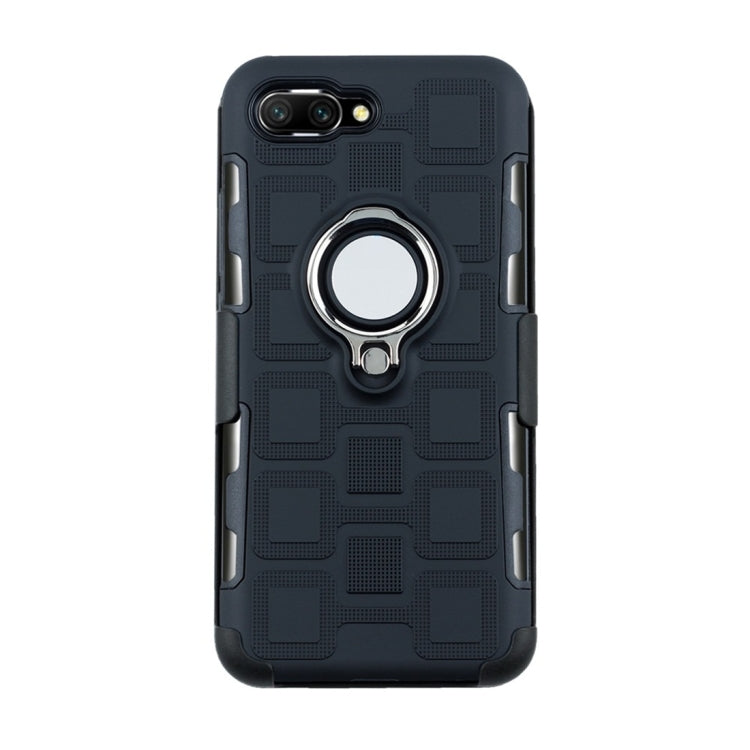 For Huawei Honor 10 3 In 1 Cube PC + TPU Protective Case with 360 Degrees Rotate Silver Ring Holder