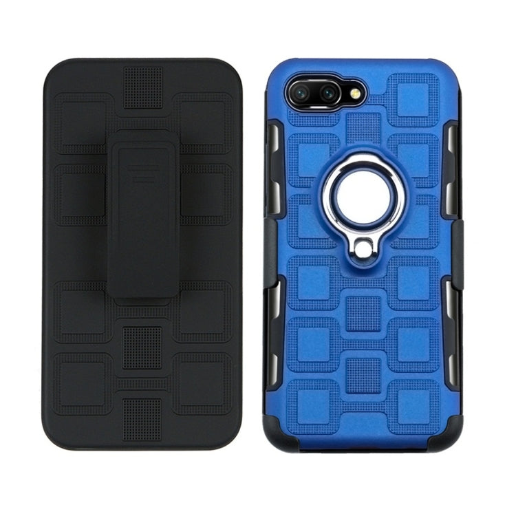For Huawei Honor 10 3 In 1 Cube PC + TPU Protective Case with 360 Degrees Rotate Silver Ring Holder
