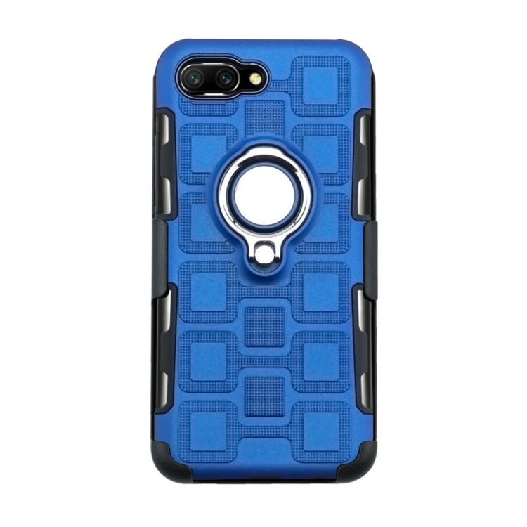 For Huawei Honor 10 3 In 1 Cube PC + TPU Protective Case with 360 Degrees Rotate Silver Ring Holder