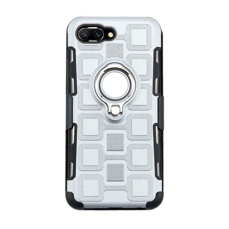 For Huawei Honor 10 3 In 1 Cube PC + TPU Protective Case with 360 Degrees Rotate Silver Ring Holder
