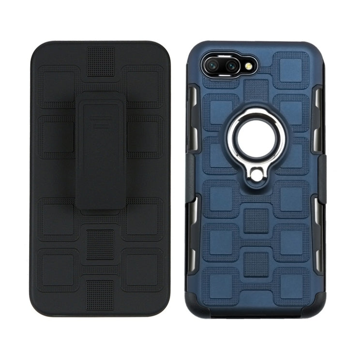 For Huawei Honor 10 3 In 1 Cube PC + TPU Protective Case with 360 Degrees Rotate Silver Ring Holder