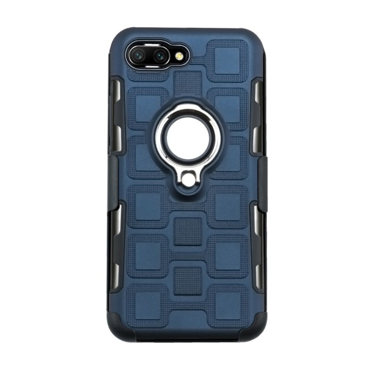 For Huawei Honor 10 3 In 1 Cube PC + TPU Protective Case with 360 Degrees Rotate Silver Ring Holder