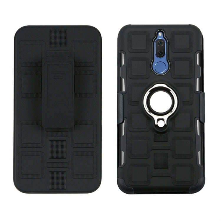 For Huawei Mate 10 Lite 3 In 1 Cube PC + TPU Protective Case with 360 Degrees Rotate Silver Ring Holder