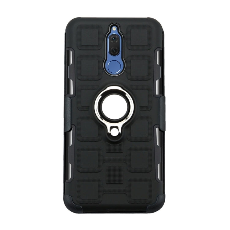For Huawei Mate 10 Lite 3 In 1 Cube PC + TPU Protective Case with 360 Degrees Rotate Silver Ring Holder