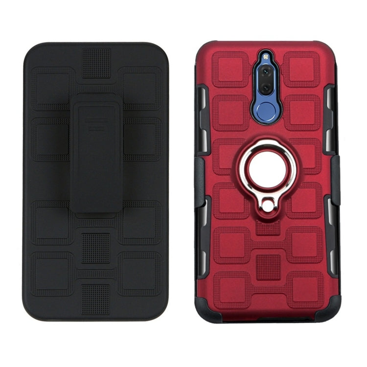 For Huawei Mate 10 Lite 3 In 1 Cube PC + TPU Protective Case with 360 Degrees Rotate Silver Ring Holder