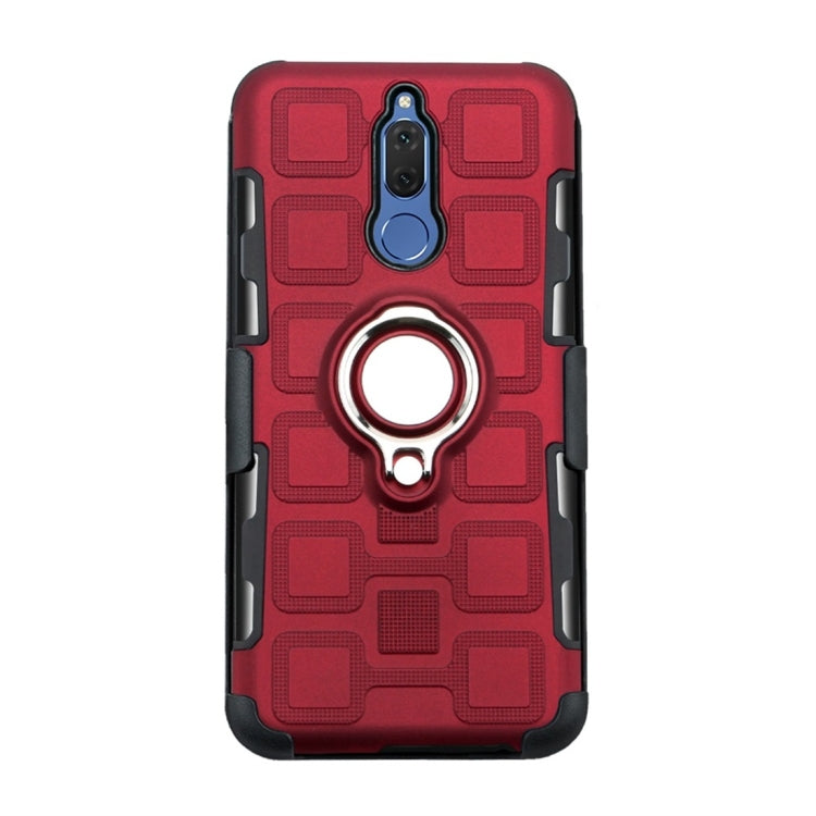 For Huawei Mate 10 Lite 3 In 1 Cube PC + TPU Protective Case with 360 Degrees Rotate Silver Ring Holder