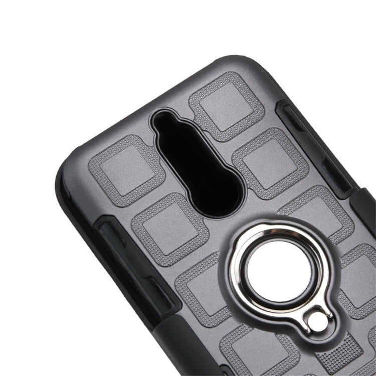 For Huawei Mate 10 Lite 3 In 1 Cube PC + TPU Protective Case with 360 Degrees Rotate Silver Ring Holder