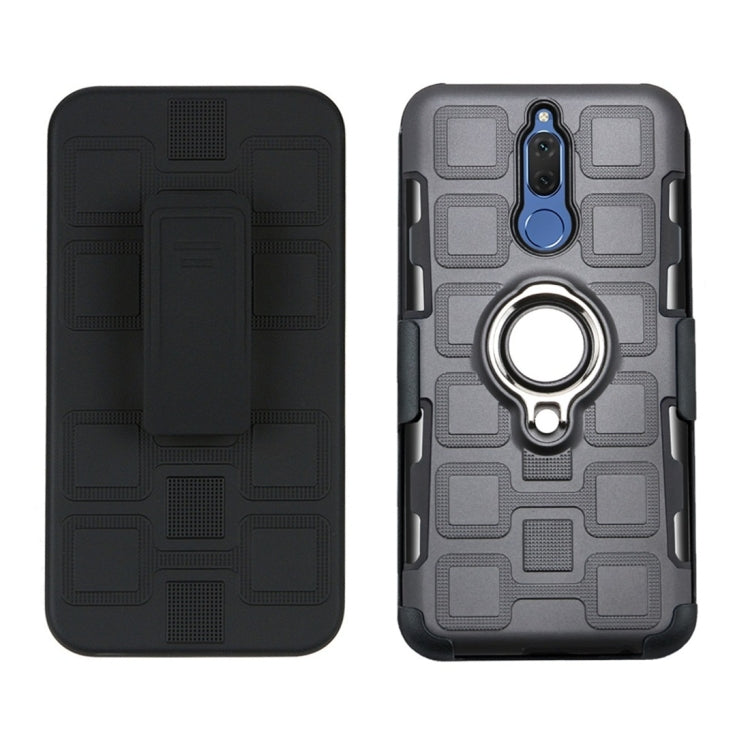 For Huawei Mate 10 Lite 3 In 1 Cube PC + TPU Protective Case with 360 Degrees Rotate Silver Ring Holder