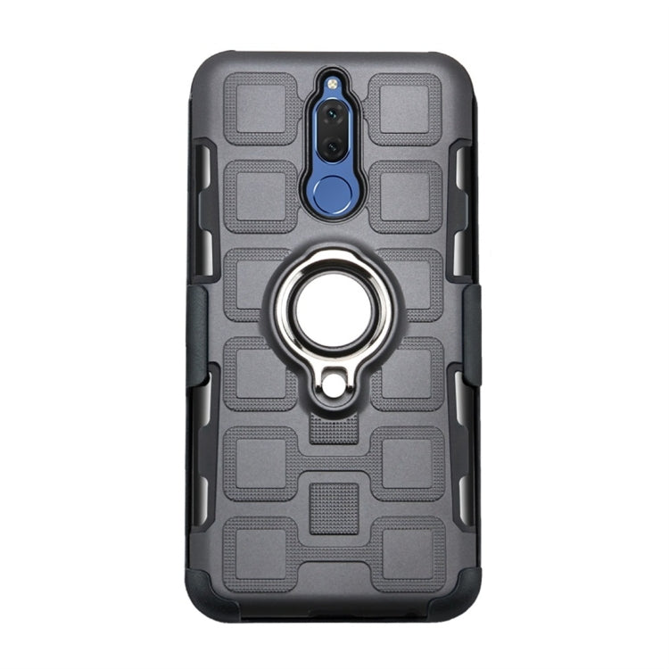 For Huawei Mate 10 Lite 3 In 1 Cube PC + TPU Protective Case with 360 Degrees Rotate Silver Ring Holder