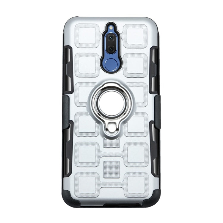 For Huawei Mate 10 Lite 3 In 1 Cube PC + TPU Protective Case with 360 Degrees Rotate Silver Ring Holder