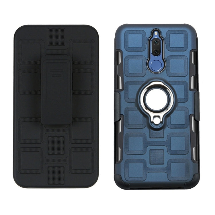 For Huawei Mate 10 Lite 3 In 1 Cube PC + TPU Protective Case with 360 Degrees Rotate Silver Ring Holder