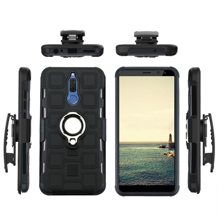 For Huawei Mate 10 Lite 3 In 1 Cube PC + TPU Protective Case with 360 Degrees Rotate Silver Ring Holder