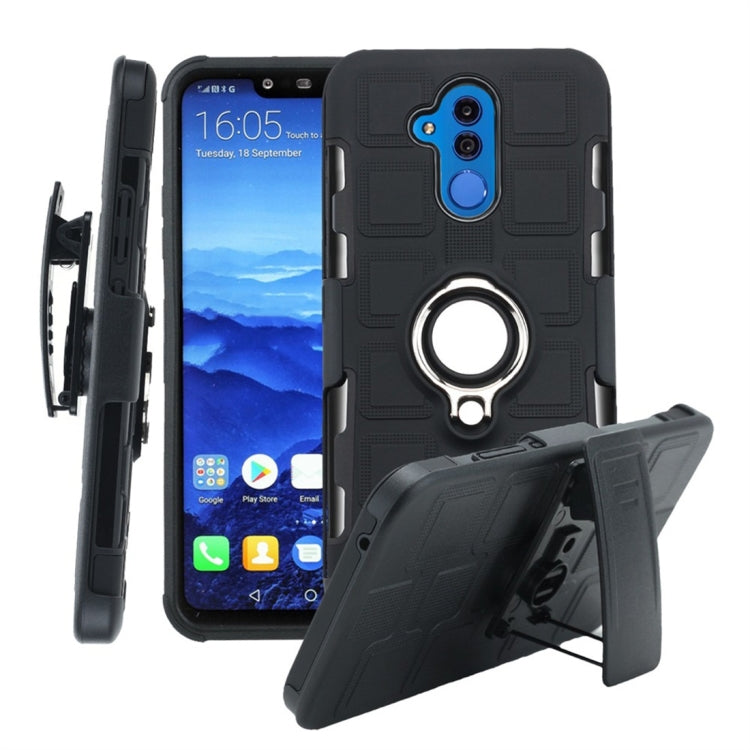 For Huawei Mate 20 Lite 3 In 1 Cube PC + TPU Protective Case with 360 Degrees Rotate Silver Ring Holder