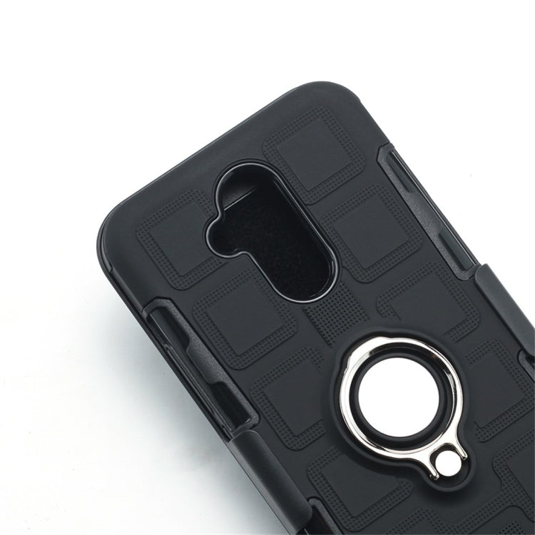 For Huawei Mate 20 Lite 3 In 1 Cube PC + TPU Protective Case with 360 Degrees Rotate Silver Ring Holder