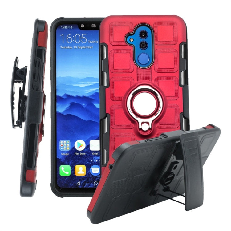 For Huawei Mate 20 Lite 3 In 1 Cube PC + TPU Protective Case with 360 Degrees Rotate Silver Ring Holder