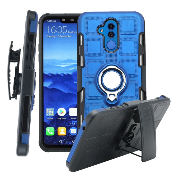 For Huawei Mate 20 Lite 3 In 1 Cube PC + TPU Protective Case with 360 Degrees Rotate Silver Ring Holder