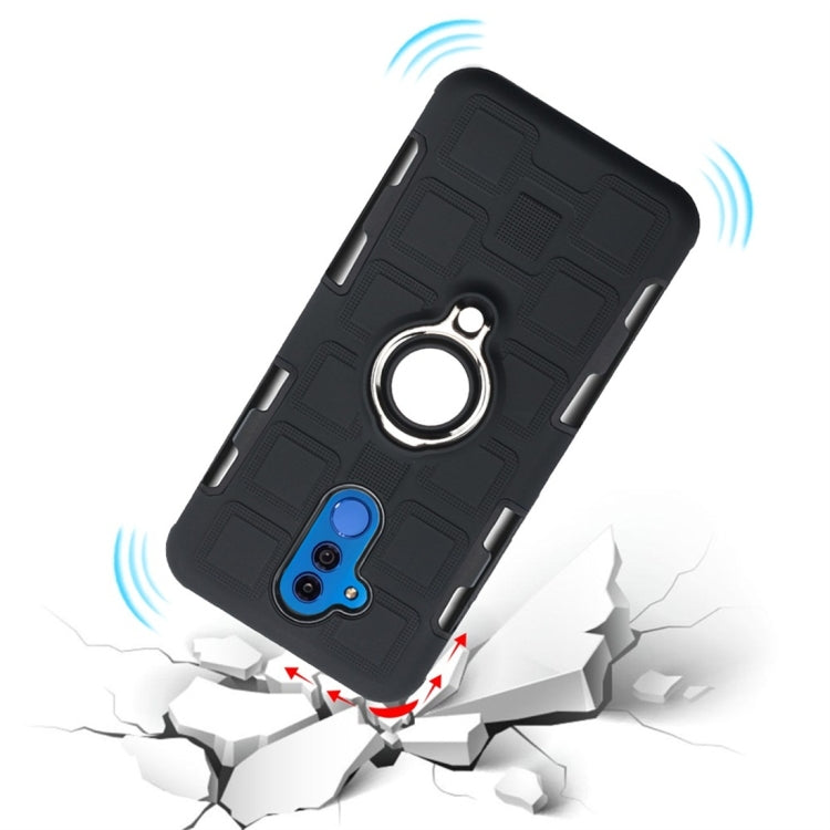 For Huawei Mate 20 Lite 3 In 1 Cube PC + TPU Protective Case with 360 Degrees Rotate Silver Ring Holder