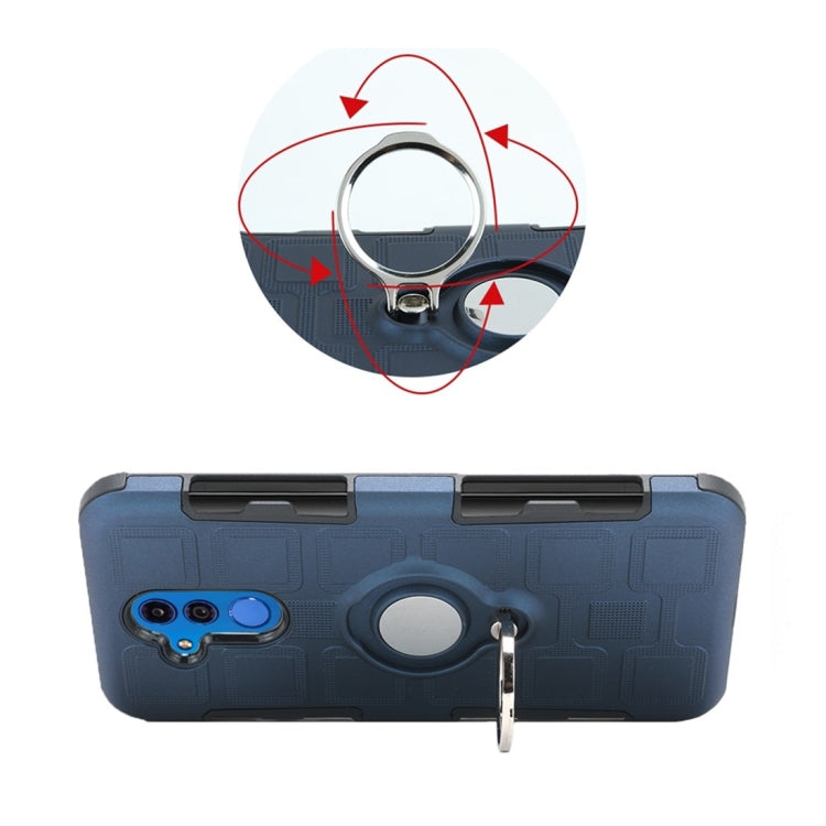 For Huawei Mate 20 Lite 3 In 1 Cube PC + TPU Protective Case with 360 Degrees Rotate Silver Ring Holder