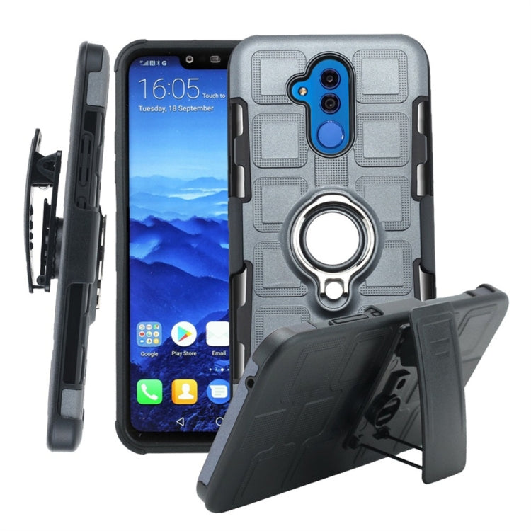 For Huawei Mate 20 Lite 3 In 1 Cube PC + TPU Protective Case with 360 Degrees Rotate Silver Ring Holder
