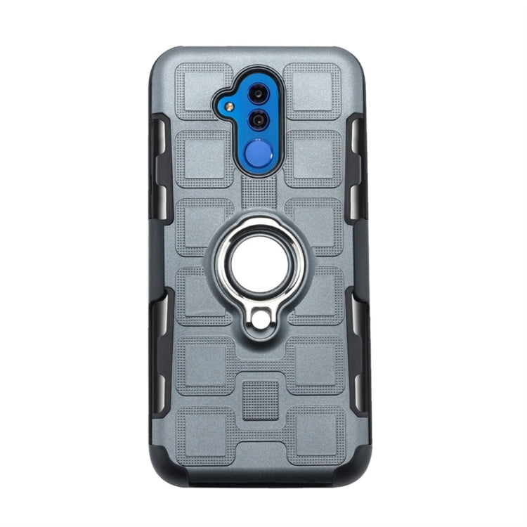 For Huawei Mate 20 Lite 3 In 1 Cube PC + TPU Protective Case with 360 Degrees Rotate Silver Ring Holder