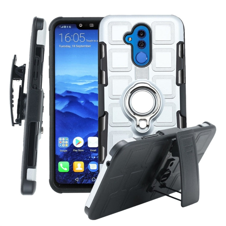 For Huawei Mate 20 Lite 3 In 1 Cube PC + TPU Protective Case with 360 Degrees Rotate Silver Ring Holder