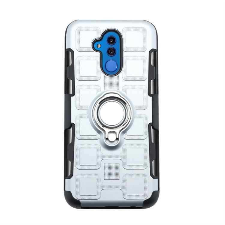 For Huawei Mate 20 Lite 3 In 1 Cube PC + TPU Protective Case with 360 Degrees Rotate Silver Ring Holder