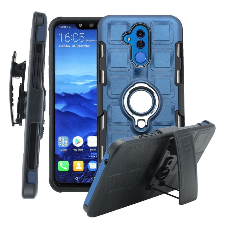 For Huawei Mate 20 Lite 3 In 1 Cube PC + TPU Protective Case with 360 Degrees Rotate Silver Ring Holder