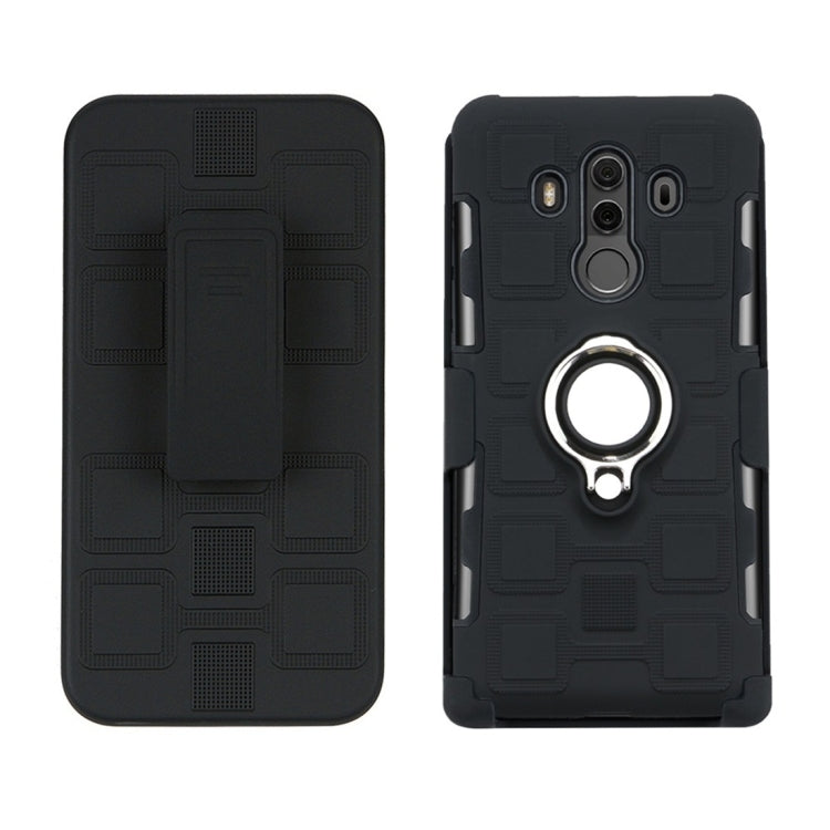 For Huawei Mate 10 Pro 3 In 1 Cube PC + TPU Protective Case with 360 Degrees Rotate Silver Ring Holder