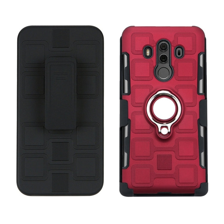 For Huawei Mate 10 Pro 3 In 1 Cube PC + TPU Protective Case with 360 Degrees Rotate Silver Ring Holder