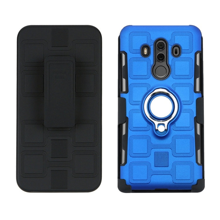 For Huawei Mate 10 Pro 3 In 1 Cube PC + TPU Protective Case with 360 Degrees Rotate Silver Ring Holder